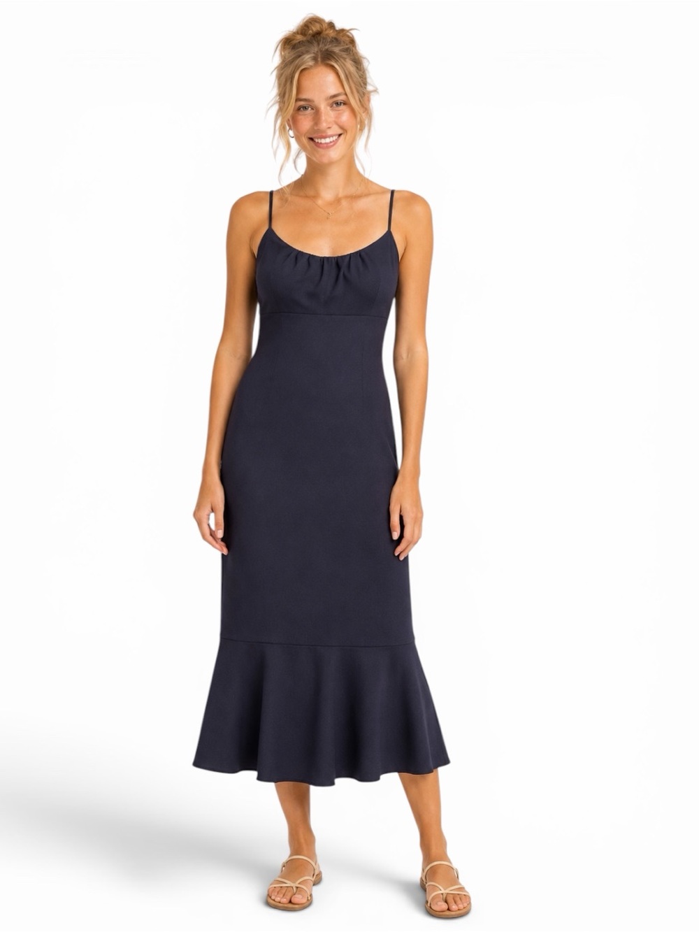 LIKELY – Prina Mermaid Dress – Black Midi Flounce Hem Cocktail Dress – Sz. 10